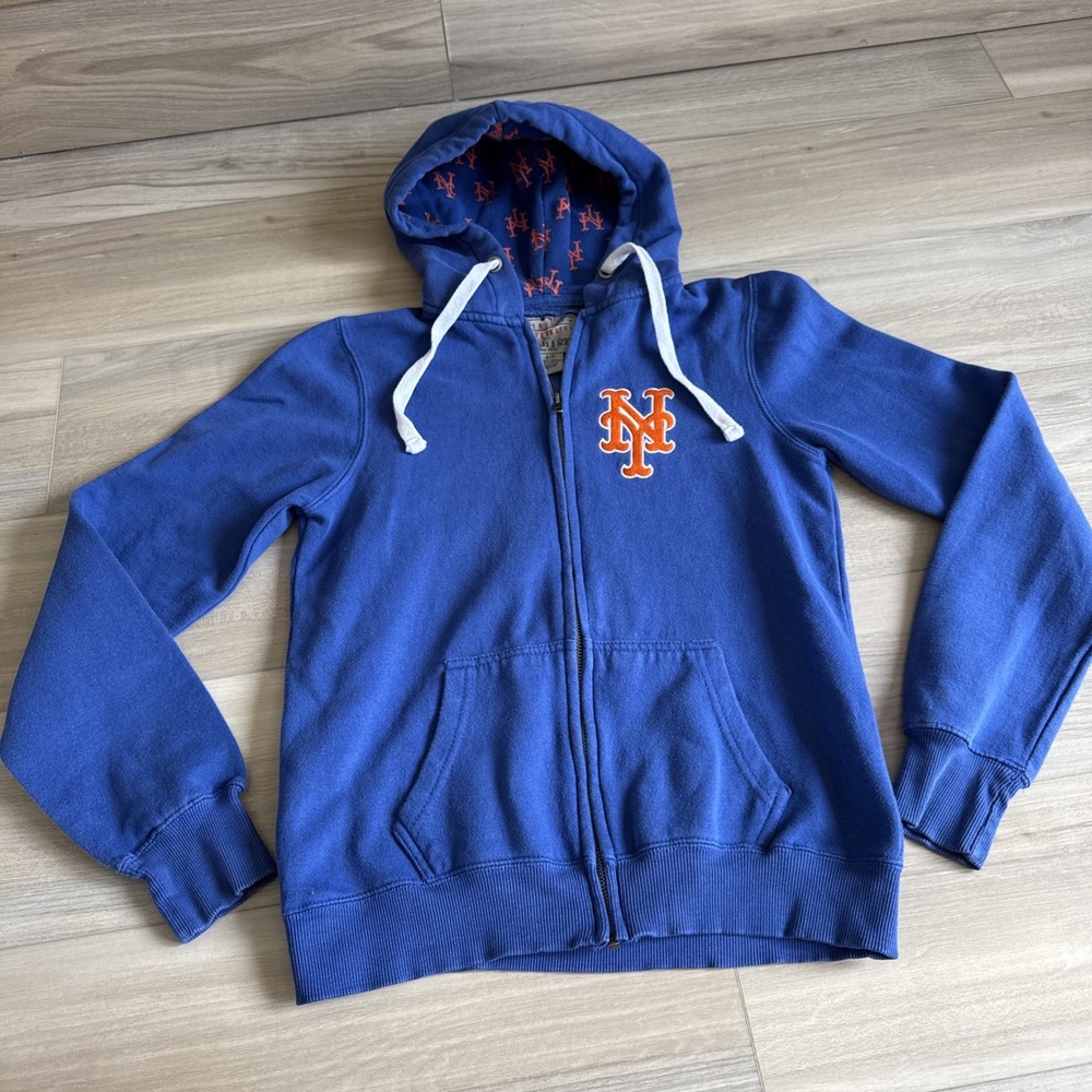 New York Mets Womens SM Full Zip Hoodie Sweatshirt Soft as a Grape‎ Embroidered